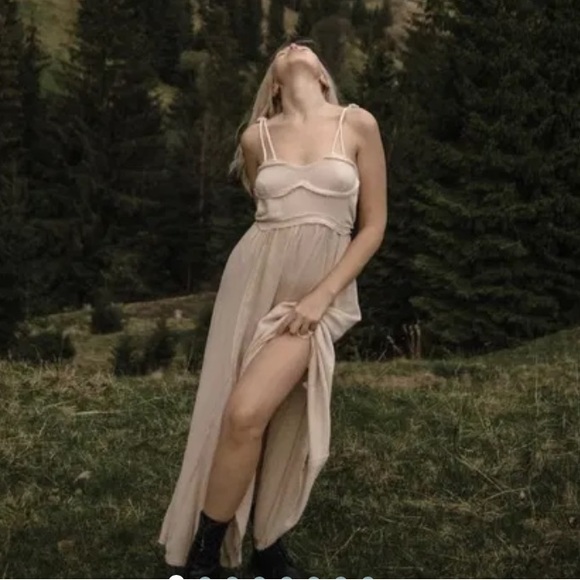 NEW Zara X Renewcell Ecru Corset Sundress Viscose Maxi Long Strappy Dress M - Picture 1 of 16